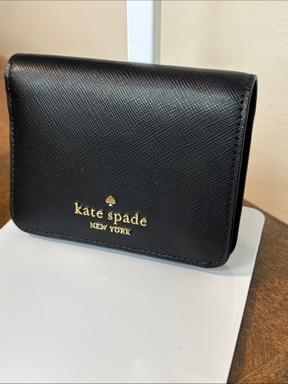 Kate Spade Black Saffiano Leather Compact Snap Wallet- New - Picture 5 of 8